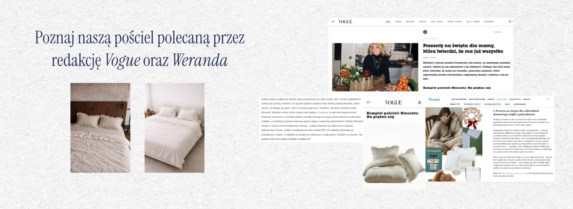 Hinosato w Vogue i Werandzie – pościel premium do wnętrza lub na prezent, doceniona przez redakcje