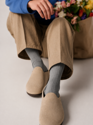 Skarpetki w prążek z wełny merino WOOLY szare rozmiar 41-45