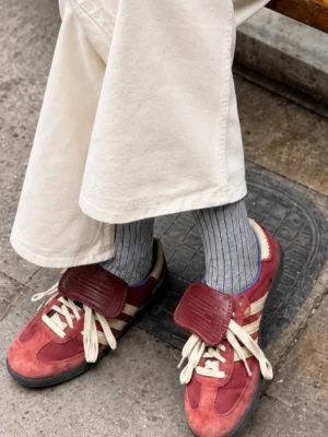 Skarpetki w prążek z wełny merino WOOLY szare rozmiar 35-40