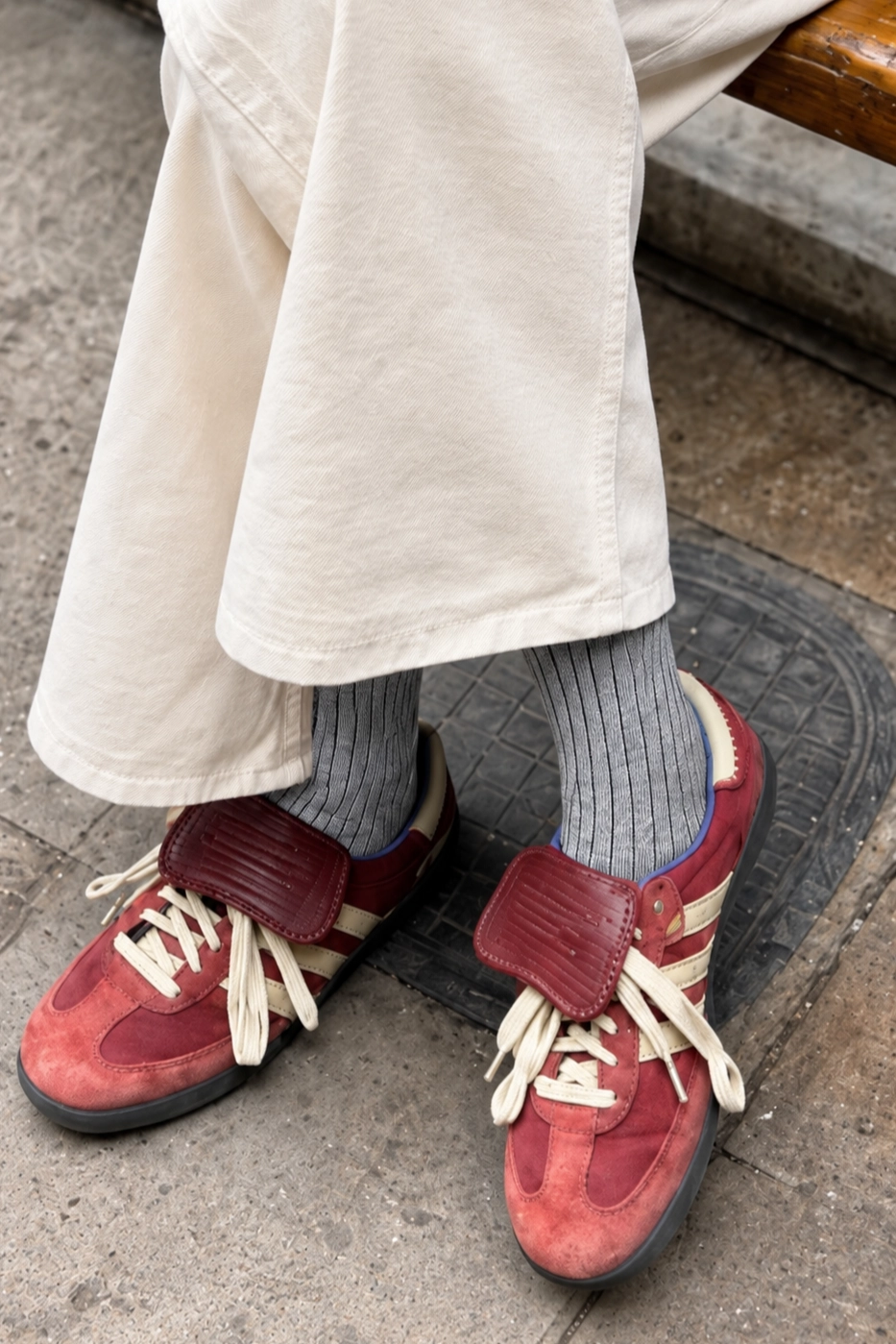 Skarpetki w prążek z wełny merino WOOLY szare rozmiar 35-40